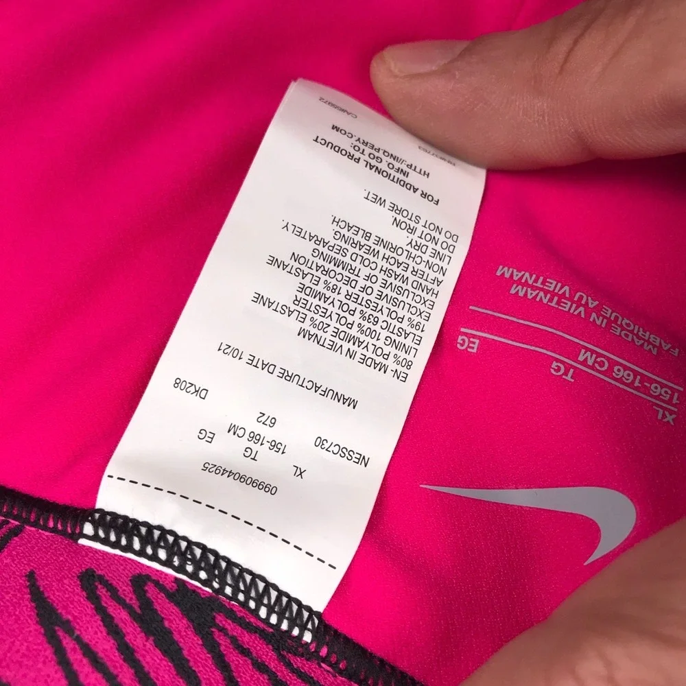 Nike Swim Shorts Girls XL Hot Pink Script Spellout Logo Performance NEW NWT